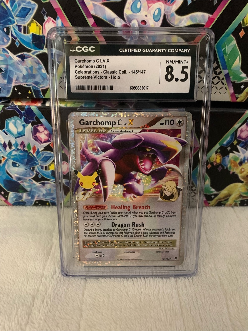 Pokemon Garchomp C LV.X Holo Card - Silver and Purple Artwork